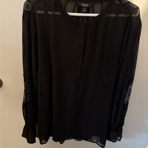 Simply Vera Vera Wang Black Lace Sleeve Blouse